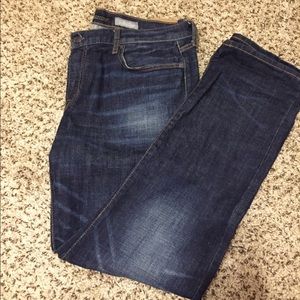 Dark wash slim straight jeans
